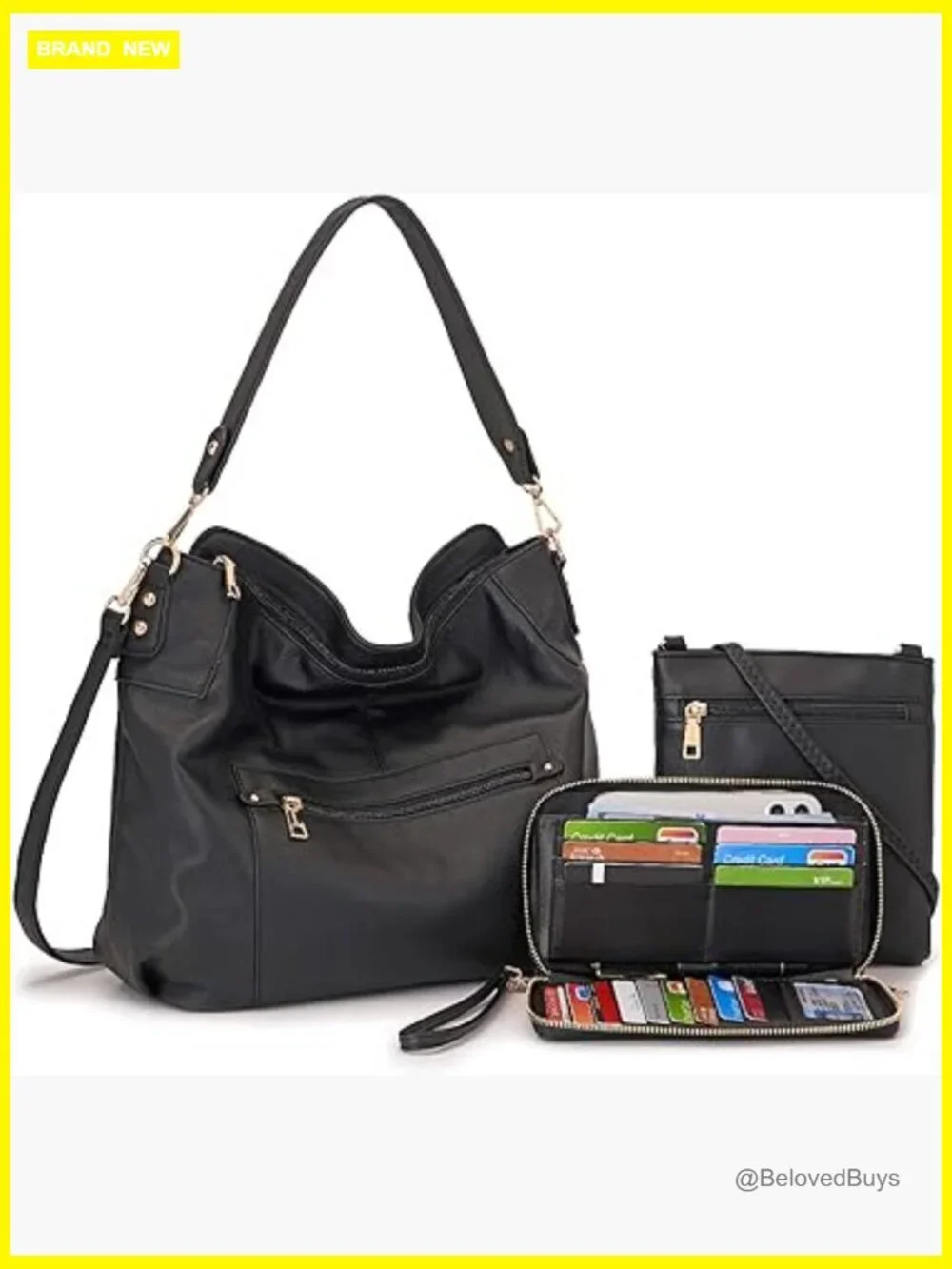 Large Crossbody Bag Set with Wallet Tote Hobo Purse for Women